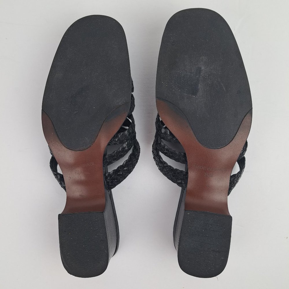 Coldwater Creek Black Leather Braided Moc Croc Mules Size 8 - Picture 14 of 15